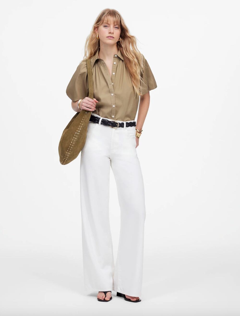 Madewell Superwide Leg Jeans Airy Denim Tile White High Rise Relaxed US 28 NWT